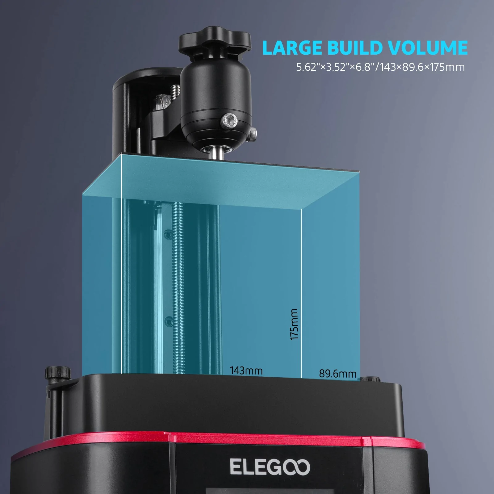 Elegoo Mars 3 Pro large build volume of 143×89.6×175mm