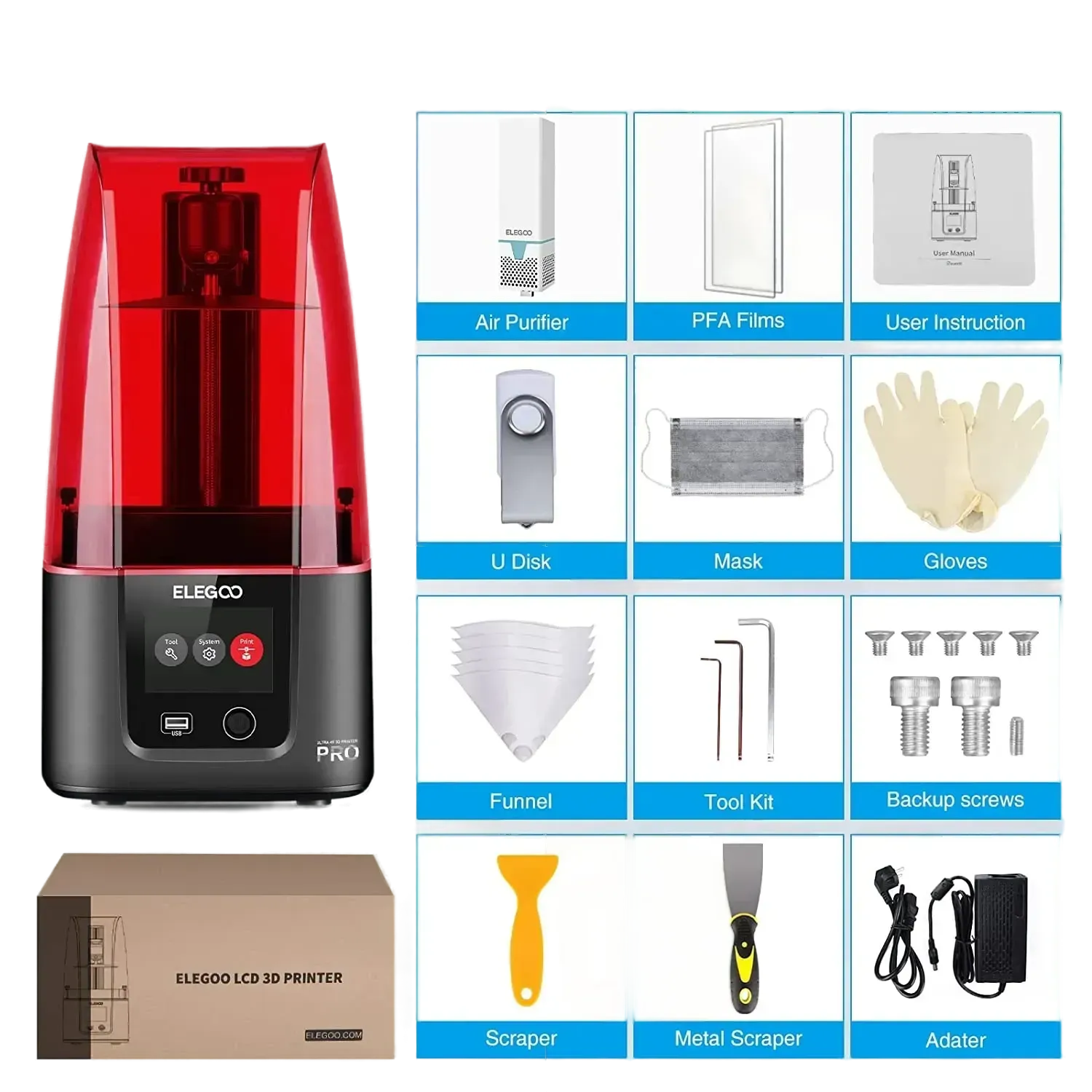 Elegoo Mars 3 Pro complete package contents