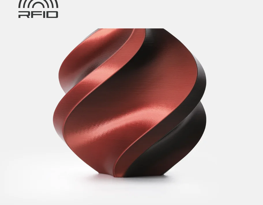 Bambu Lab PLA Silk Dual Color black-and-red spool with a glossy silk finish
