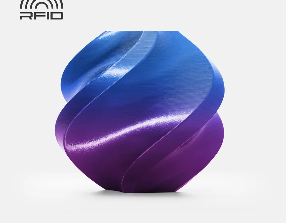 Bambu Lab PLA Silk Multi-Color Aurora Purple gradient spool with RFID tag