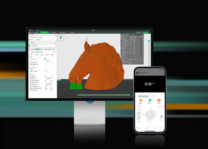 Bambu Lab P1S app control and monitoring