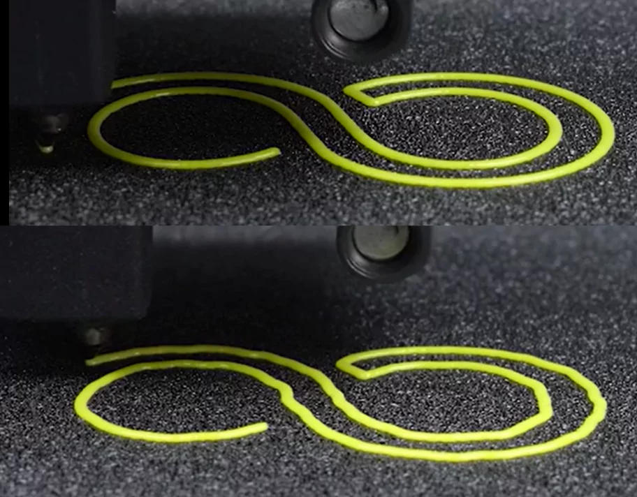 Elegoo Centauri Carbon smart vibration control input shaping ringing ghosting