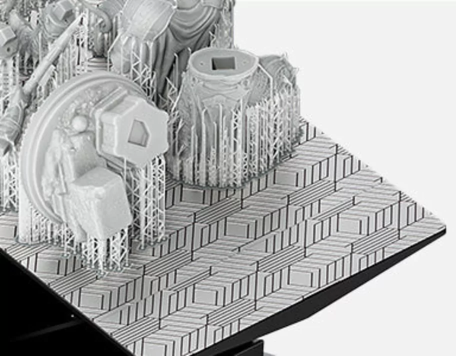Elegoo Jupiter SE 6K laser-carved build platform with 4-point leveling system