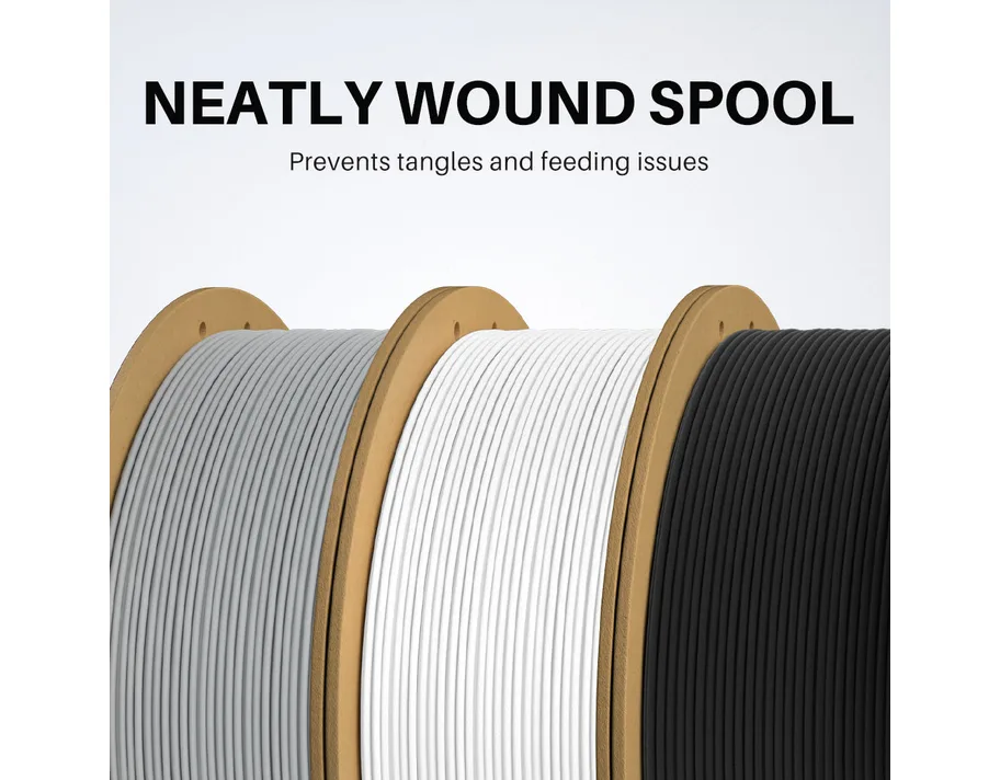 Elegoo PLA Matte neatly wound cardboard spools preventing tangles