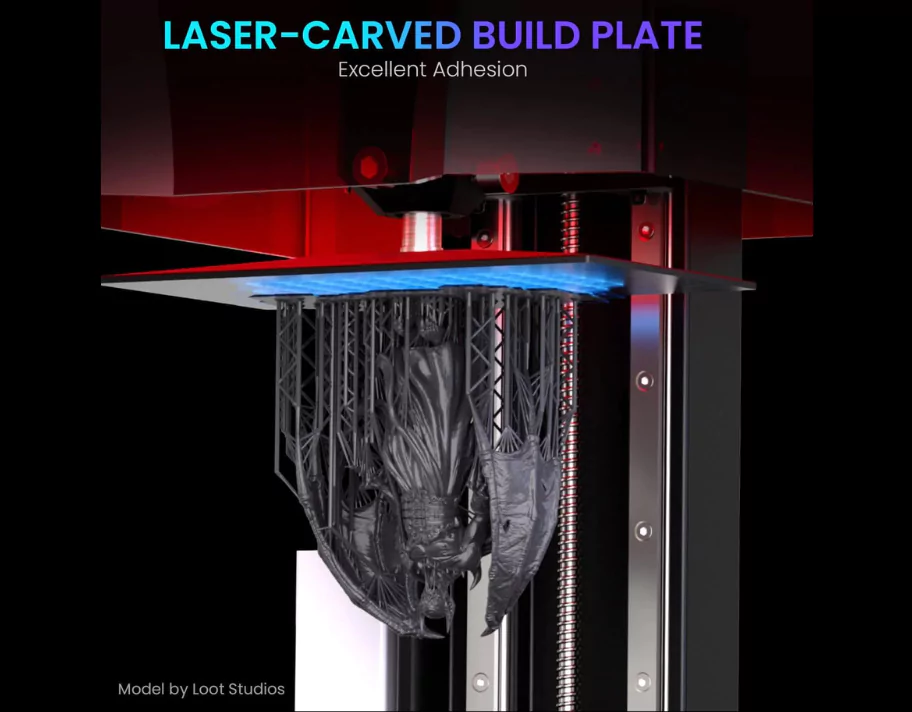 Elegoo Saturn 3 dual linear guide rails and laser-carved build plate for stable printing