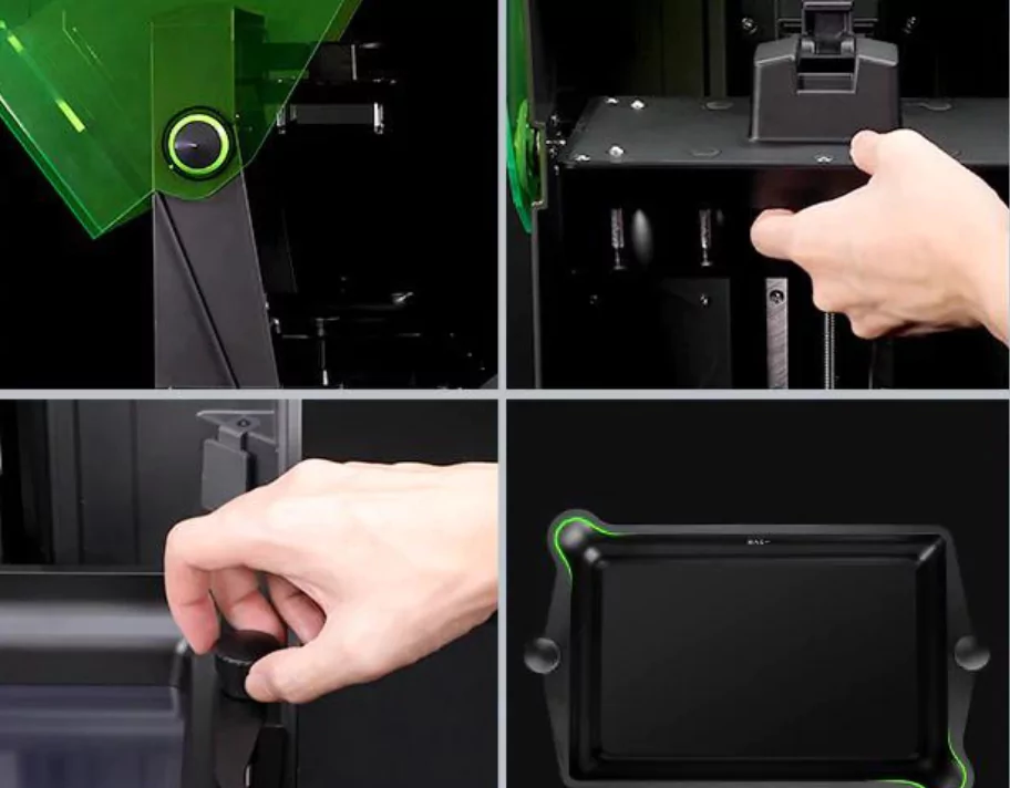 Elegoo Saturn 4 12K Resin 3D Printer user-friendly design with quick-release mechanisms and dual pour spouts